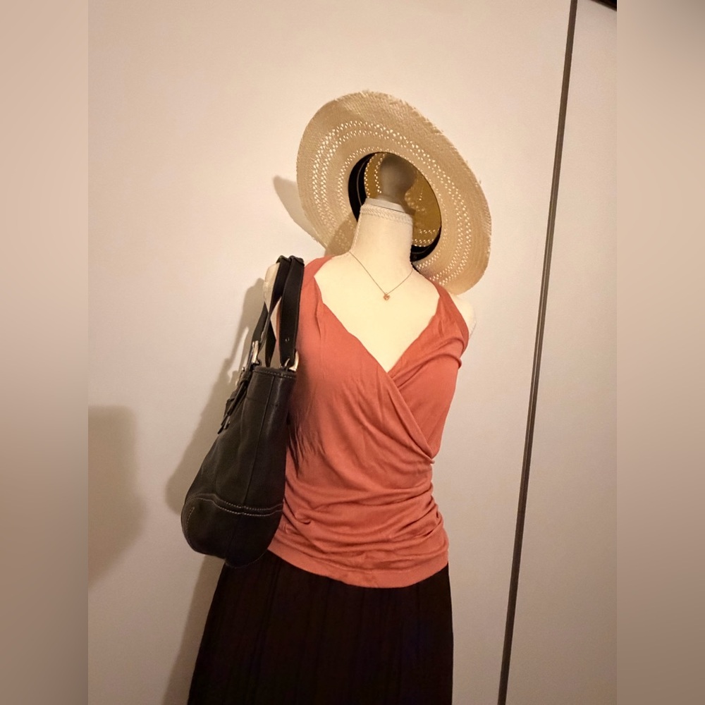 Anthropologie Peach Wrap Tank Top